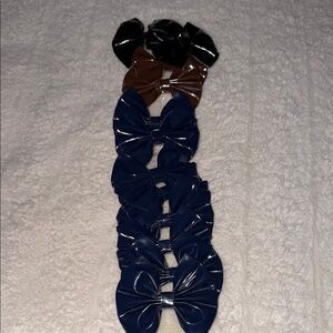 Set of Hair Bows in Black, Brown, and Blue